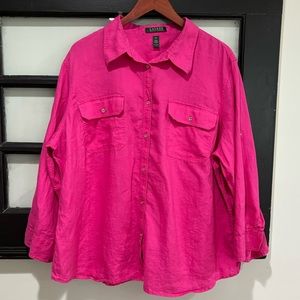 Lauren Ralph Lauren Hot Pink Button-Down Shirt